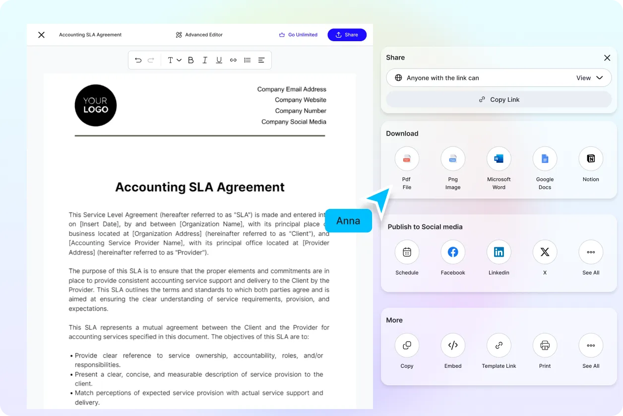 Free AI SLA Agreement Generator, Free Service Level Agreement Maker Online